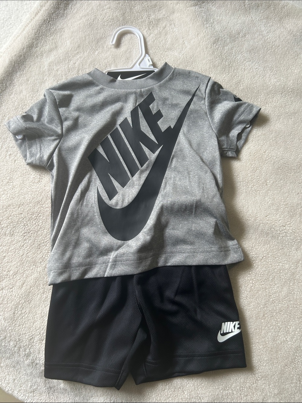 NWT Nike Gray/Black Logo Tee & Shorts Set 2t